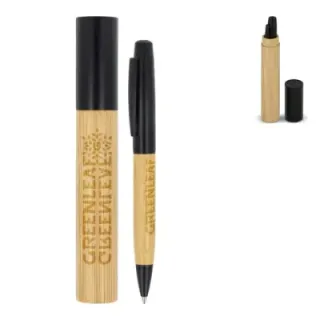 Metal Ball pen bamboo in tube - LT82173 (gadzety reklamowe)